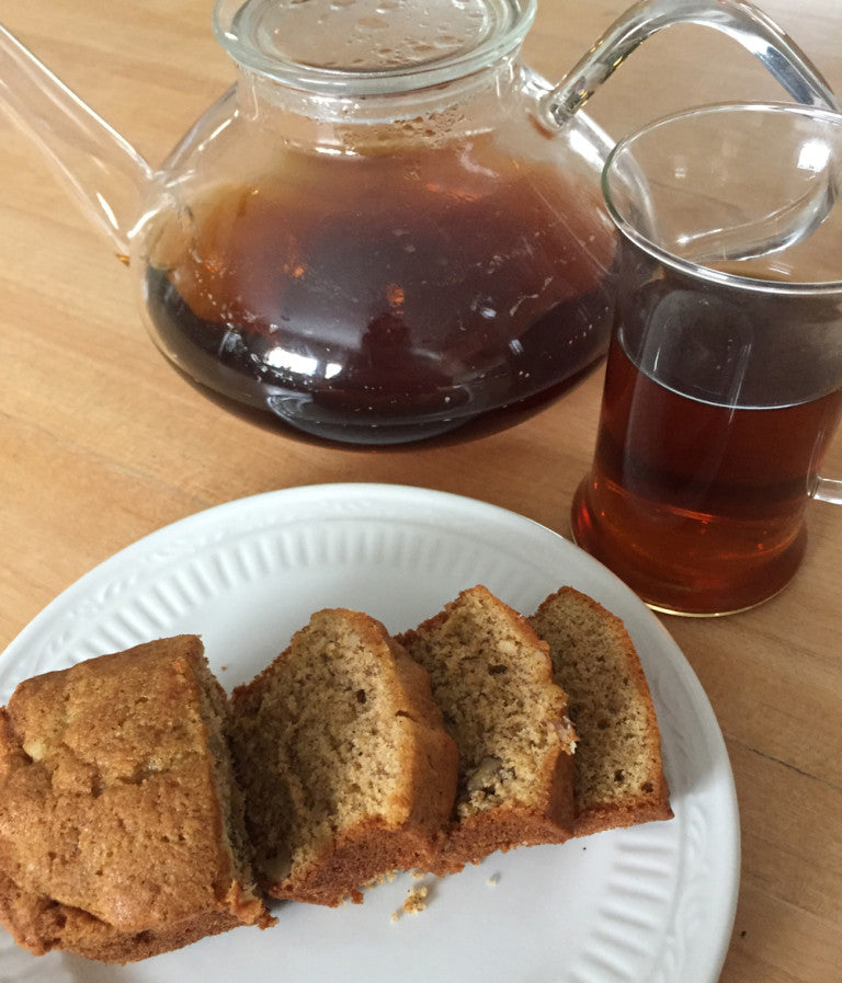Banana Bread with Caramel Walnut Shortbread Tea