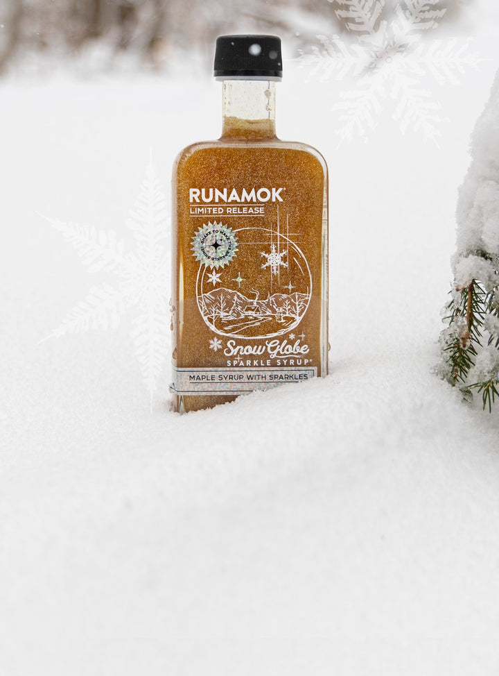 runamok snow globe sparkle maple syrup  jar