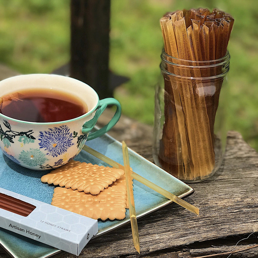 wildflower honey straws with tea