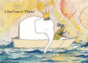 boat and elephant thank you card cover