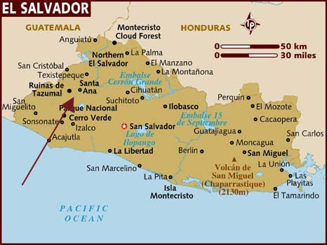 El salvador coffee map