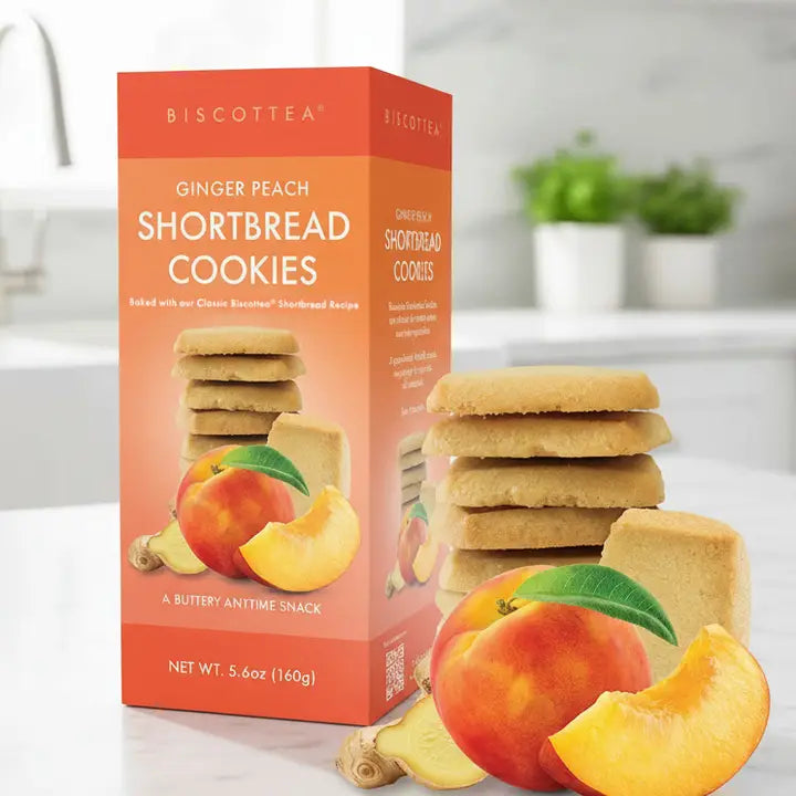 Biscottea Ginger Peach Shortbread, 5.6 oz box