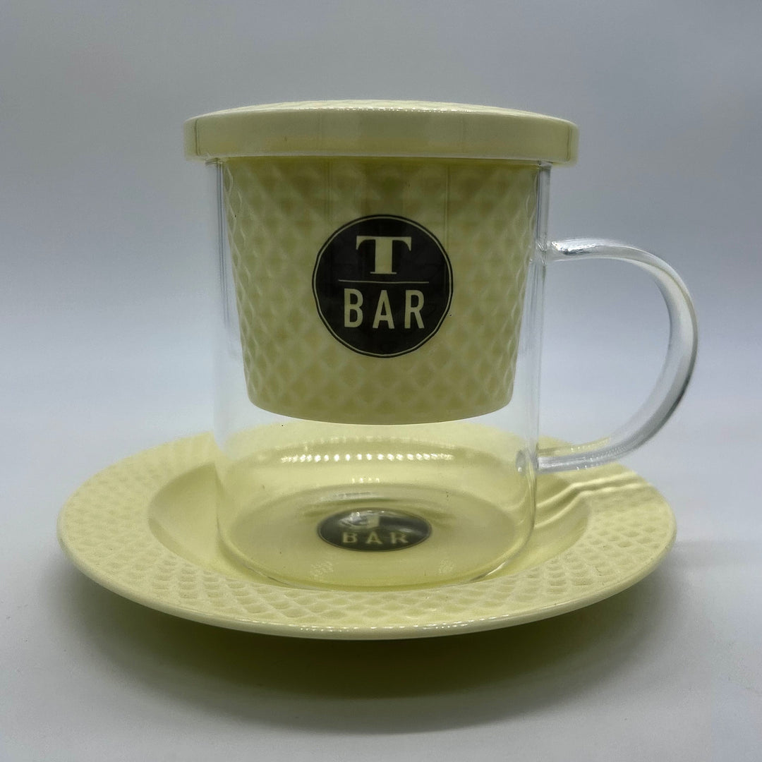 Glass Mug w/Porcelain Saucer & Infuser