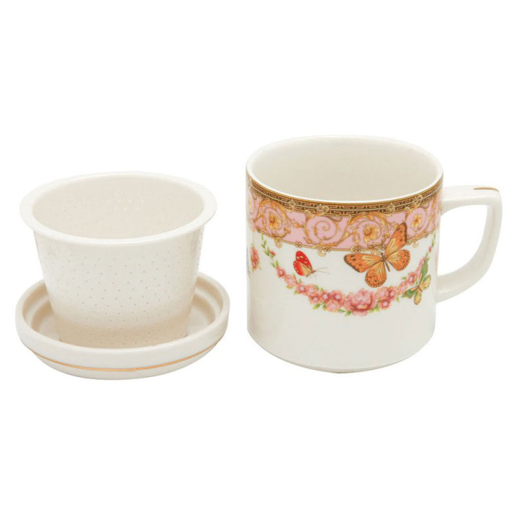 Pink Butterfly Tea Infuser Mug