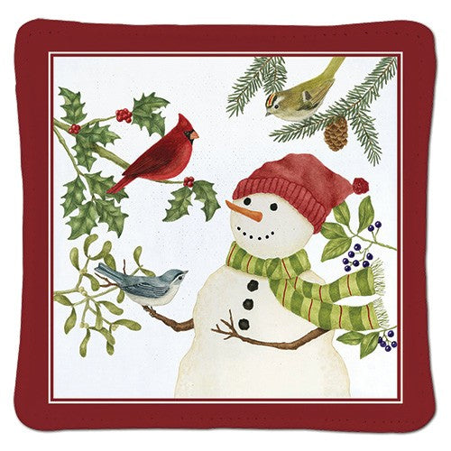 snowman and cardinal spiced mug mat