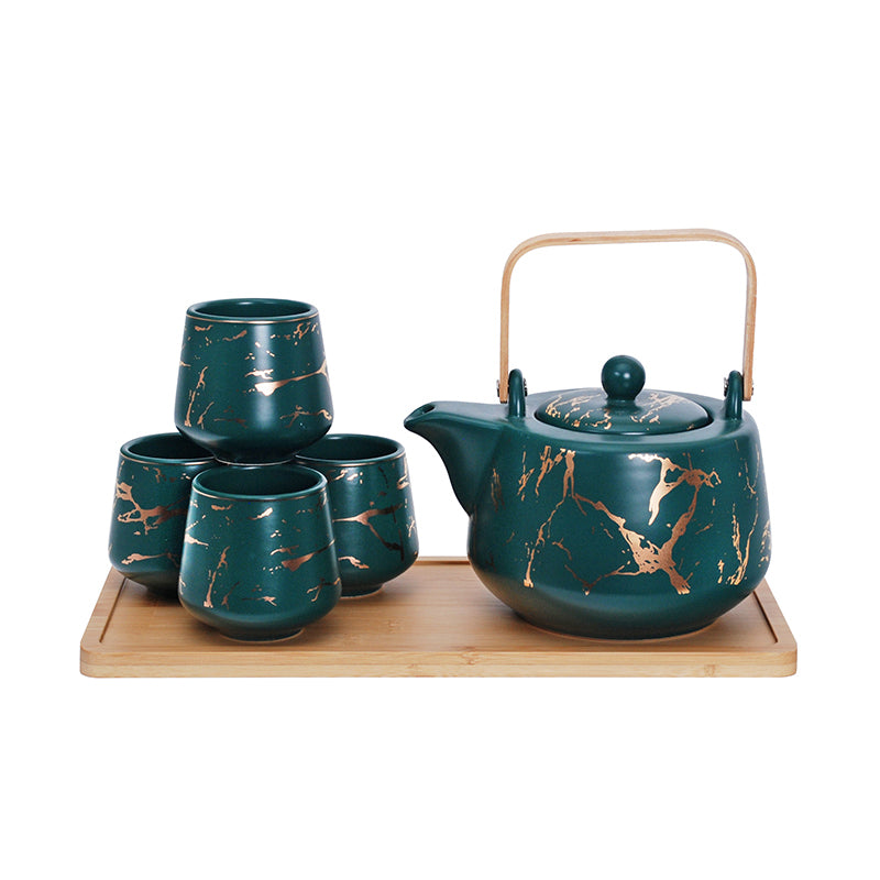 Green Marble Teaset with Tray