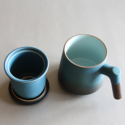 Ceramic & Wood Tea Infuser Mug