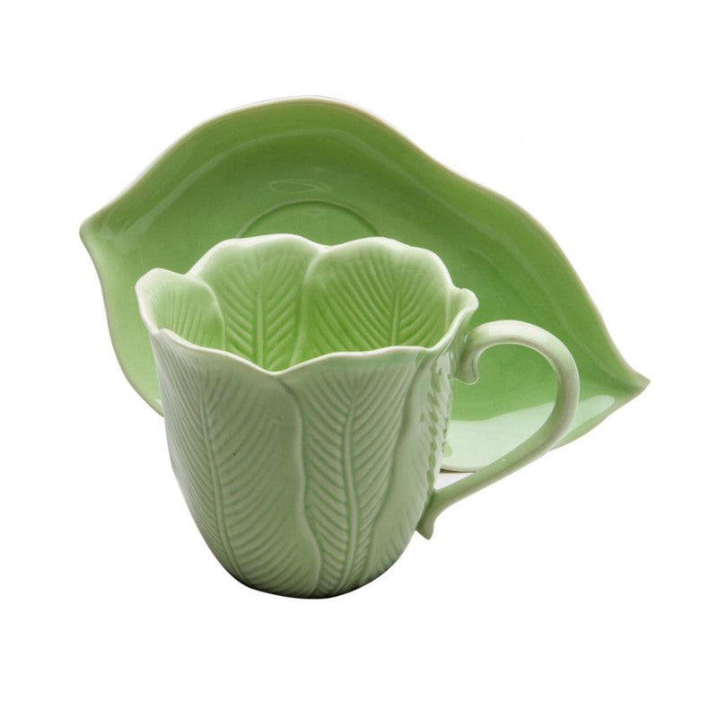 Green leaf tea cup & saucer