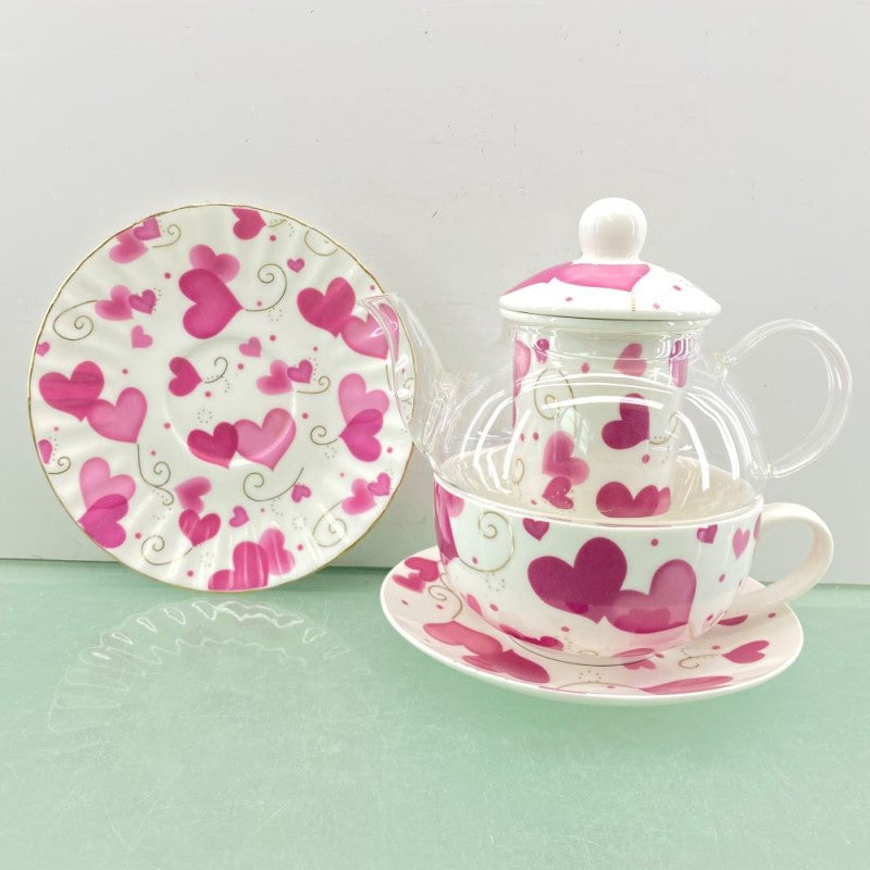 Red and Pink Heart Tea for one infuser