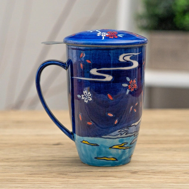 Fuji Mountain Scene Tea Infuser Mug