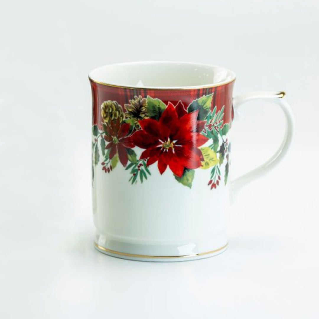 Poinsettia Plaid Mug, each