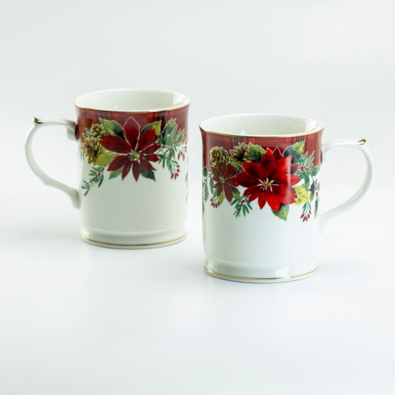 Poinsettia Plaid Mug