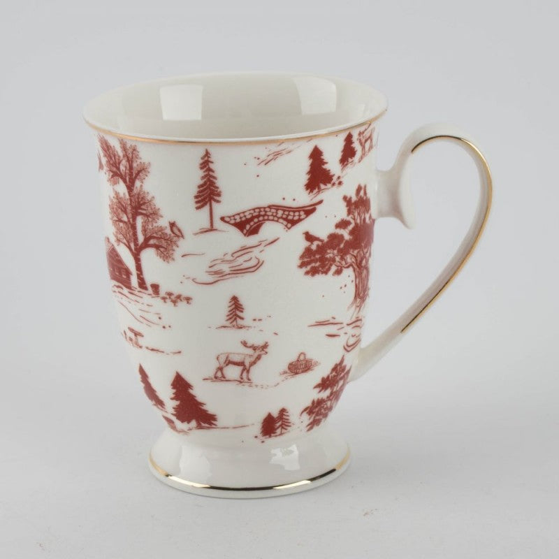 Red Toile Village Mug