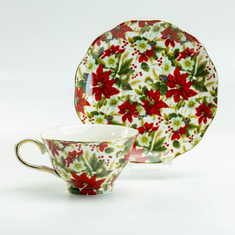 Holiday Poinsettia Cup &amp; Saucer