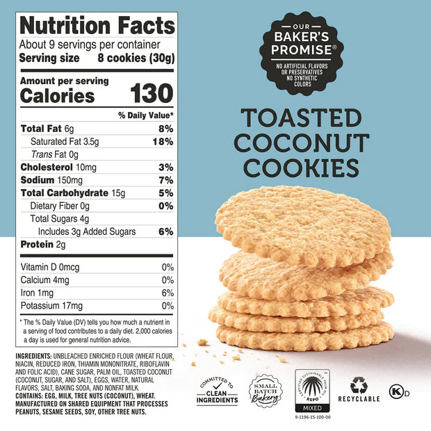 Toasted Coconut Moravian Cookies 9oz box