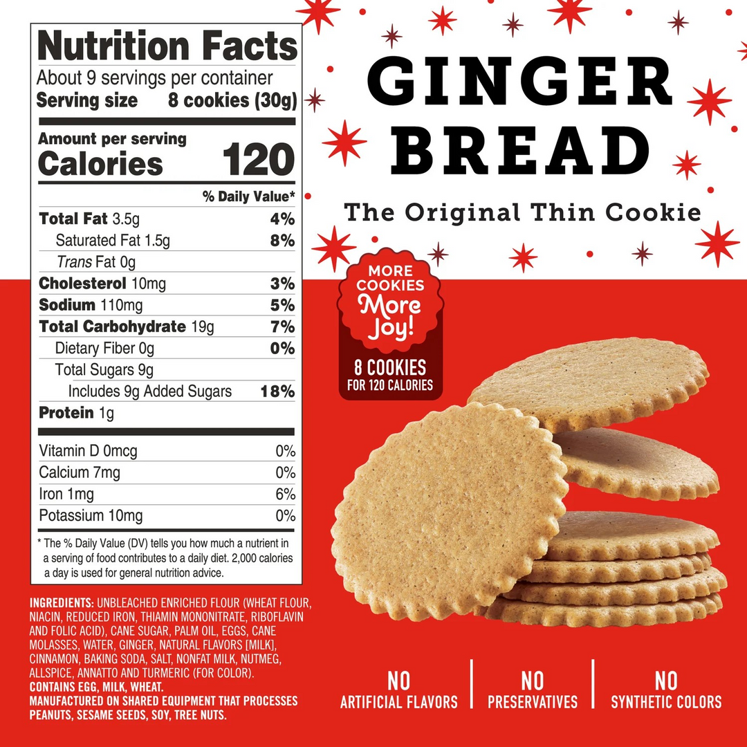 Gingerbread Moravian Cookies, 9oz box