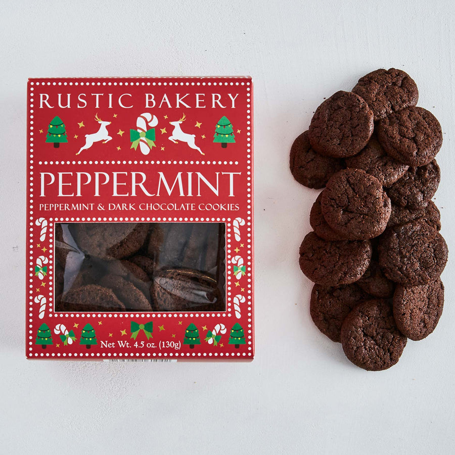 chocolate peppermint cookies and box