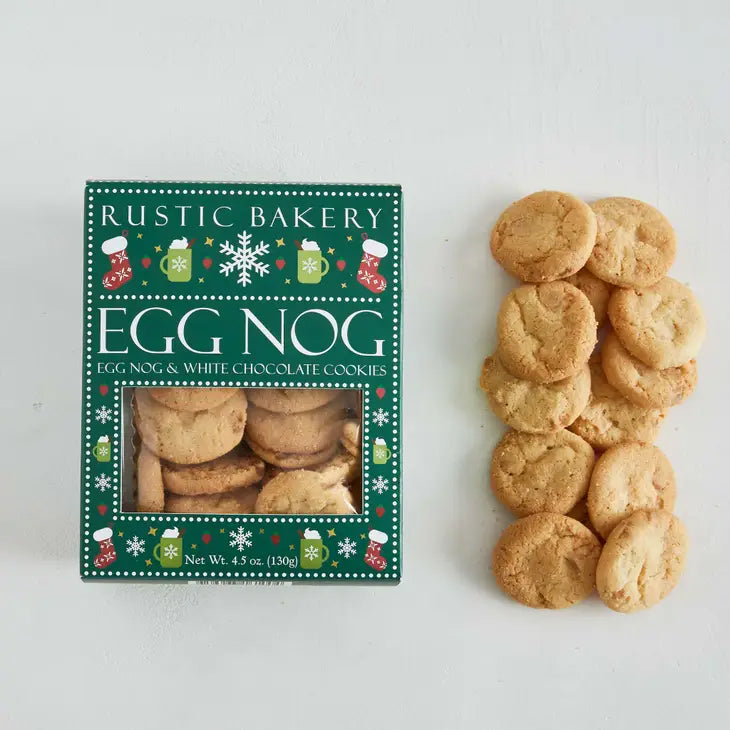 rustic bakery egg nog cookies and box