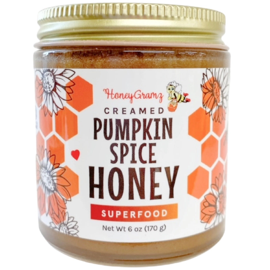 HoneyGramz Pumpkin Spice Creamed Honey 6oz jar