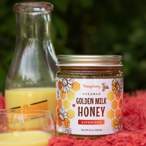 HoneyGramz Golden Milk Creamed Honey 6oz jar