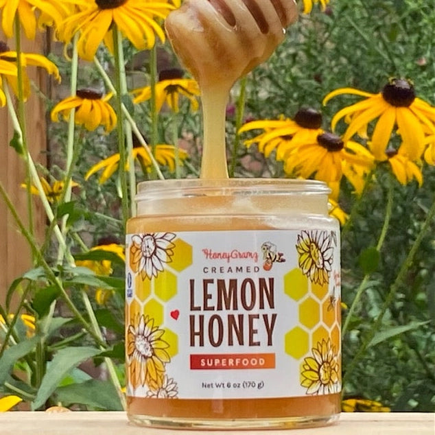 HoneyGramz Lemon Creamed Honey 6oz jar