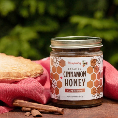 HoneyGramz Cinnamon Creamed Honey 6oz jar