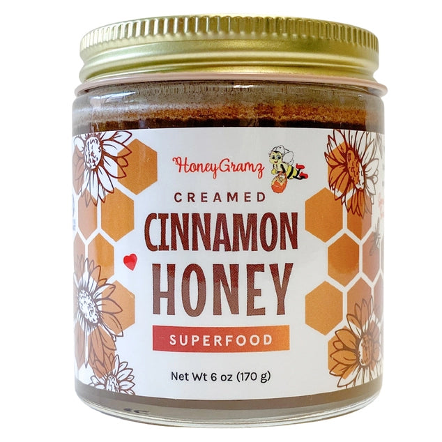 HoneyGramz Cinnamon Creamed Honey 6oz jar