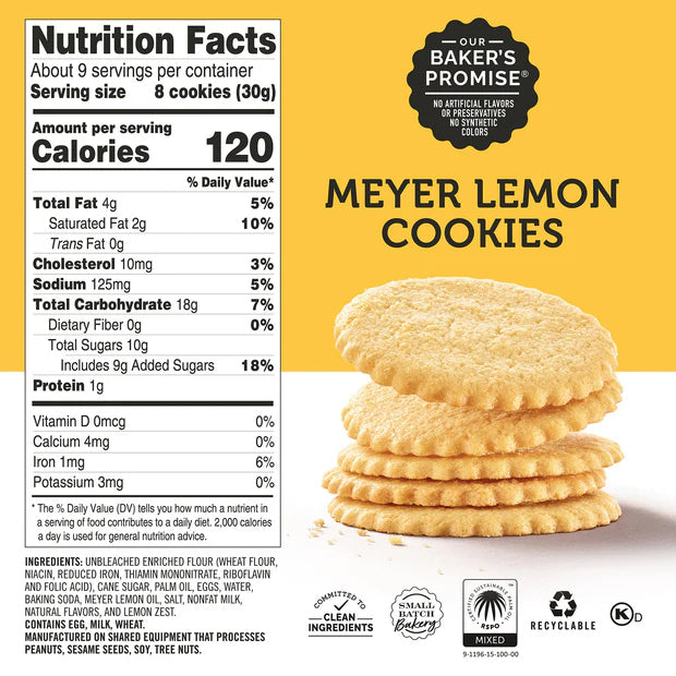 Meyer Lemon Moravian Cookies, 9oz box