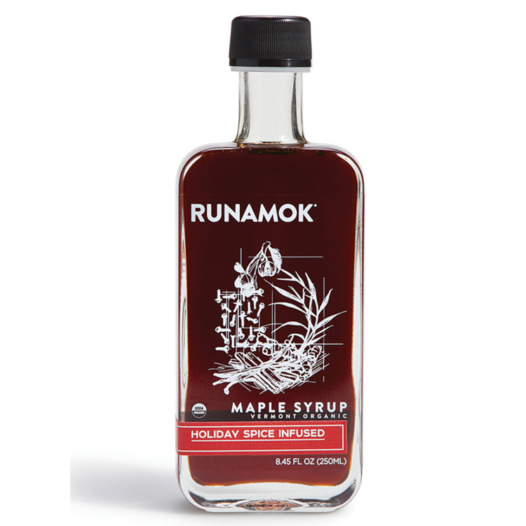 runamok holiday spice infused maple syrup jar 