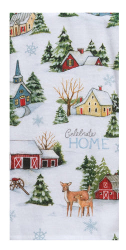 winter home tea towel