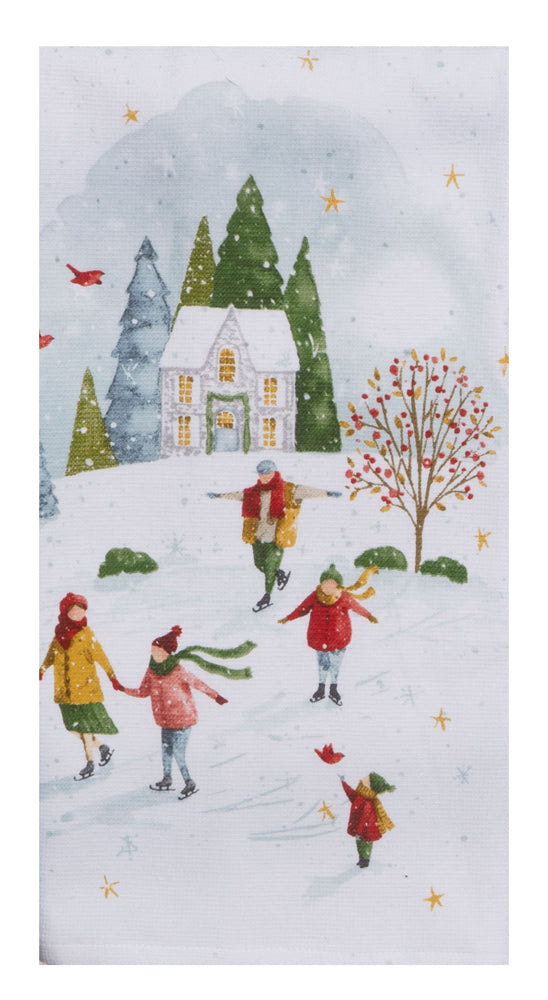 winter scene tea towel