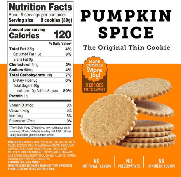 Pumpkin Spice Moravian Cookies, 9oz box