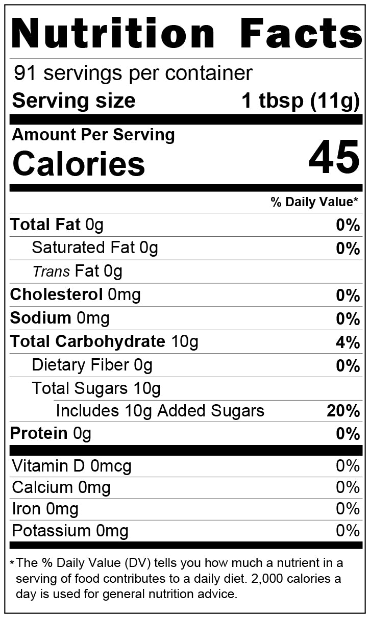 sweet matcha nutrition label