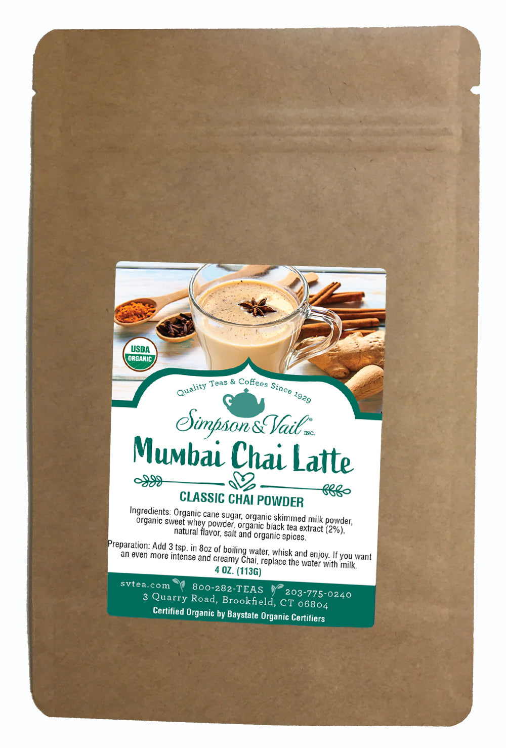 Mumbai Chai Latte - Organic - Classic Chai Powder, 4oz pkg - WS