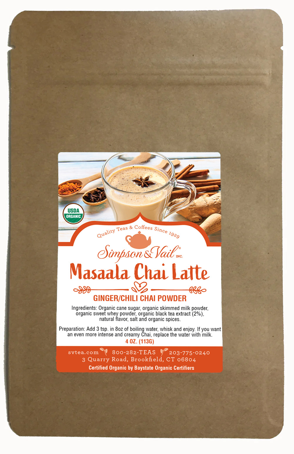 Masaala Chai Latte - Organic - Ginger/Chili Chai Powder, 4oz pkg - WS