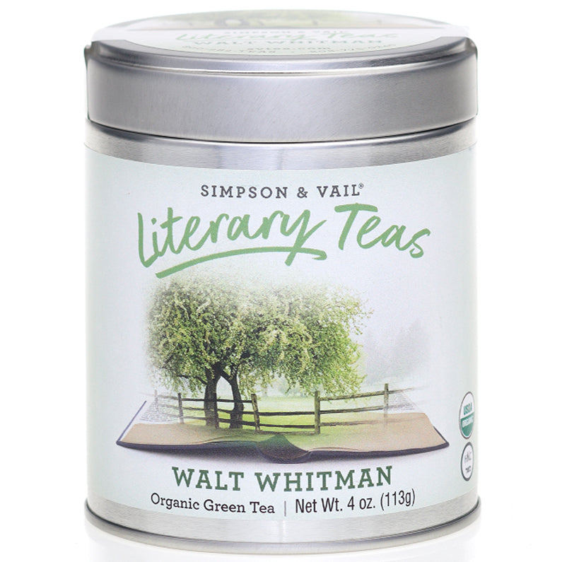 walt whitman green tea tin