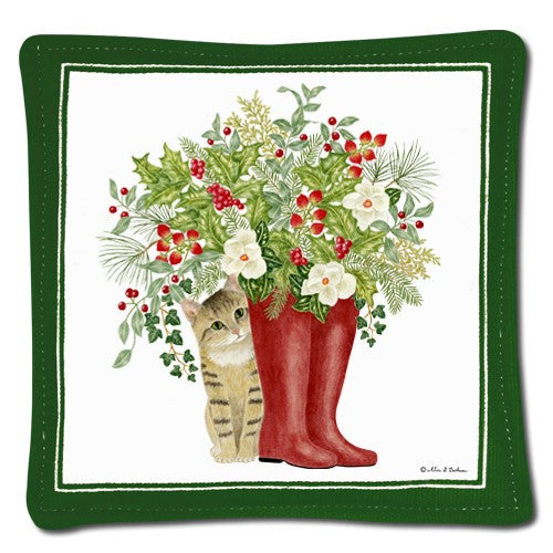 kitty, flowers and boots spiced mug mat 