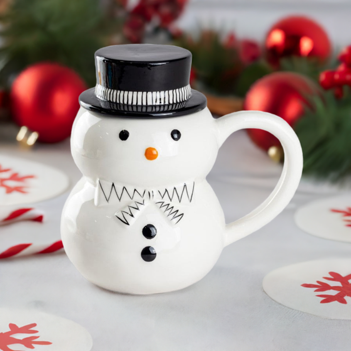 Black Hatted Snowman Mug