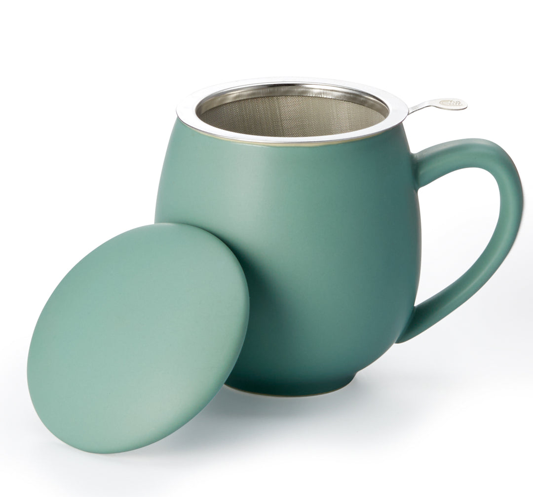 Matte Teal Grey Tea Infuser Mug