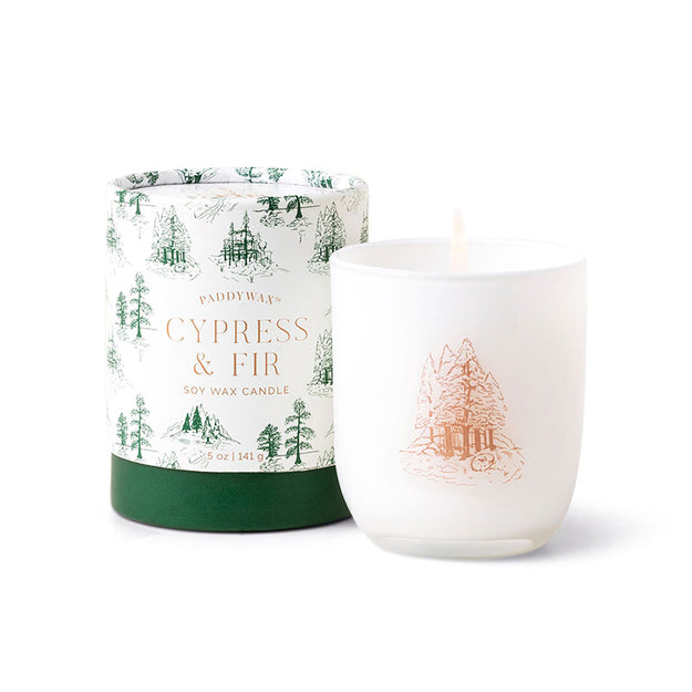 Cypress & Fir 5oz White Opaque Glass Candle